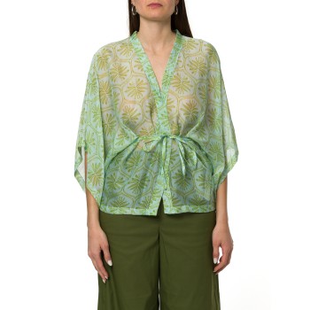 Blusa ampia in misto seta con cintura coordinata i Blues