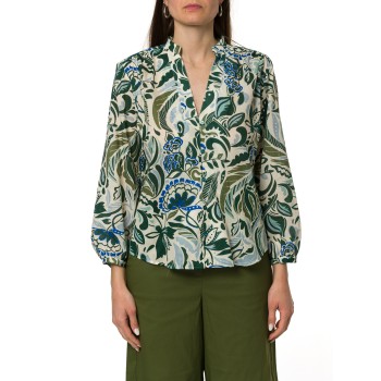 Camicia in mussola di cotone stampato i Blues