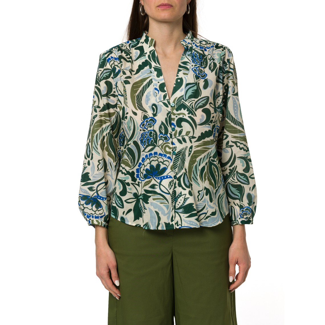 Camicia in mussola di cotone stampato i Blues