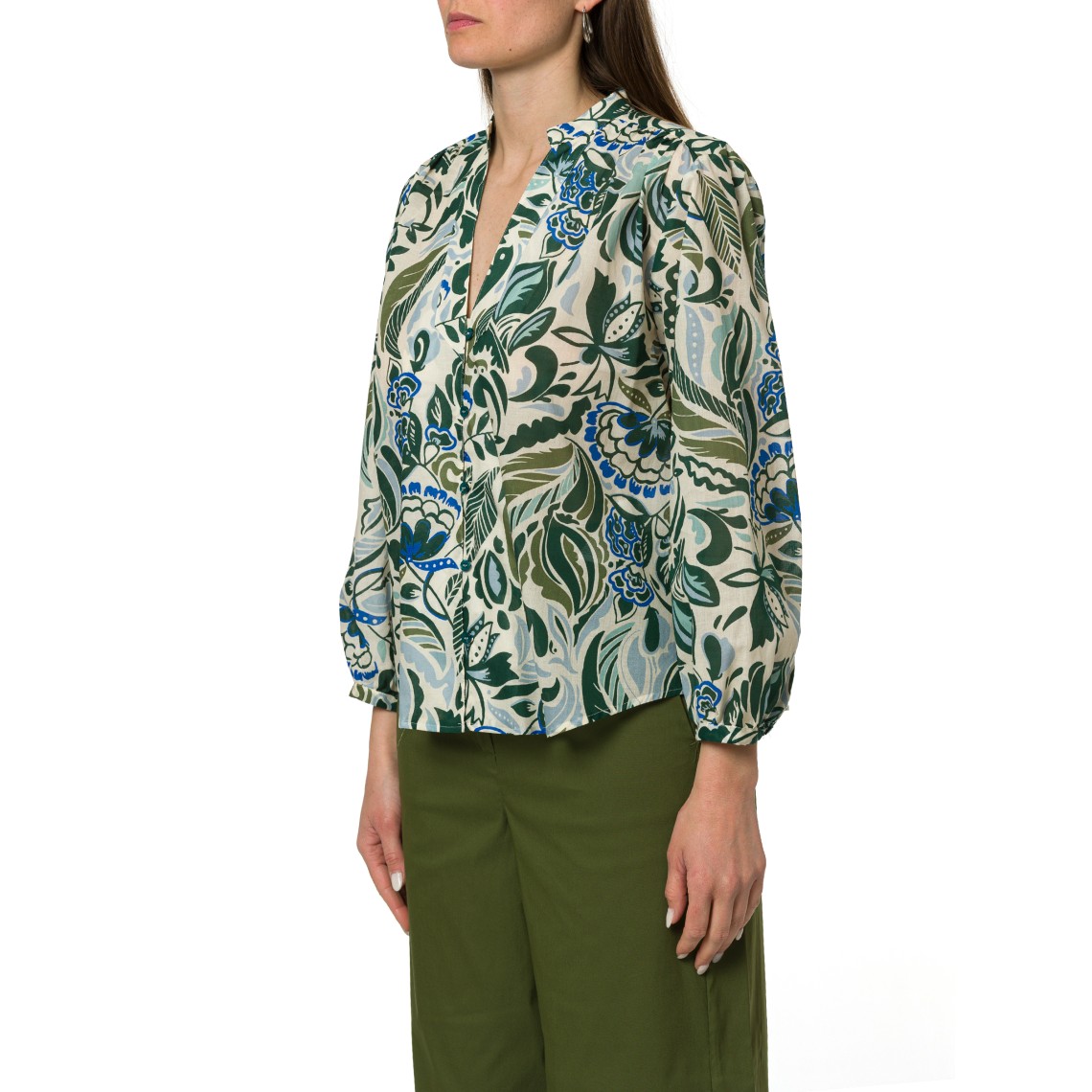 Camicia in mussola di cotone stampato i Blues