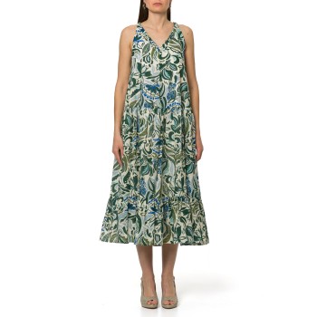 Abito con balze in mussola di cotone stampata i Blues