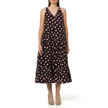 Abito con balze in mussola di cotone stampato i Blues