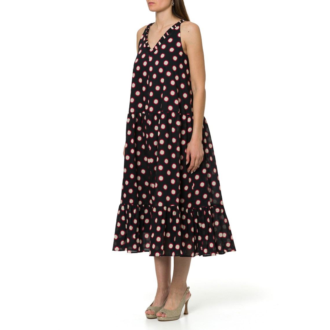 Abito con balze in mussola di cotone stampato i Blues