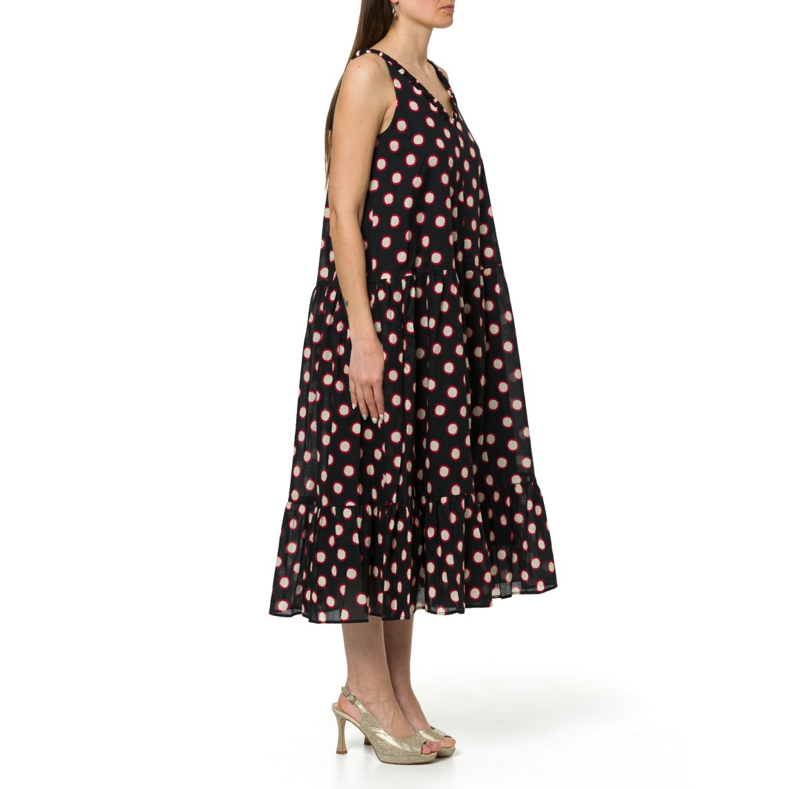 Abito con balze in mussola di cotone stampato i Blues