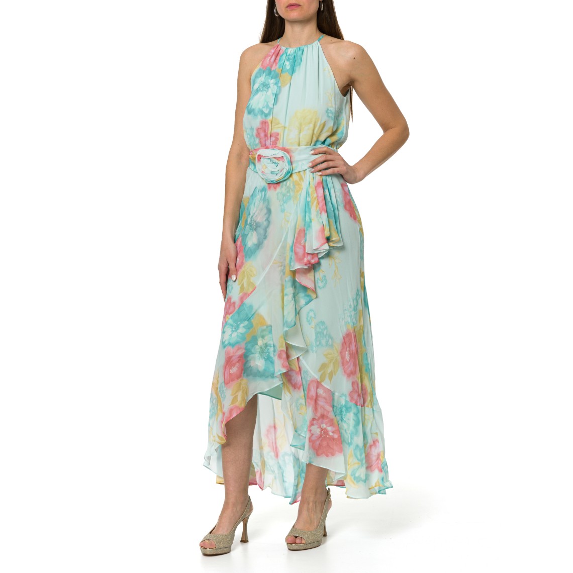 Abito con volant e cintura Marella