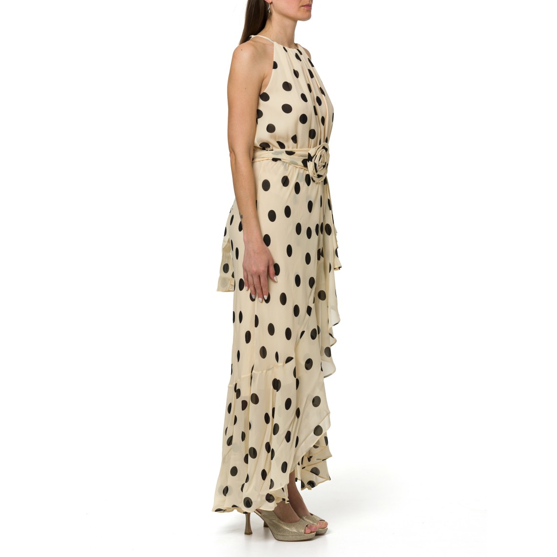 Abito a pois con volant e cintura Marella