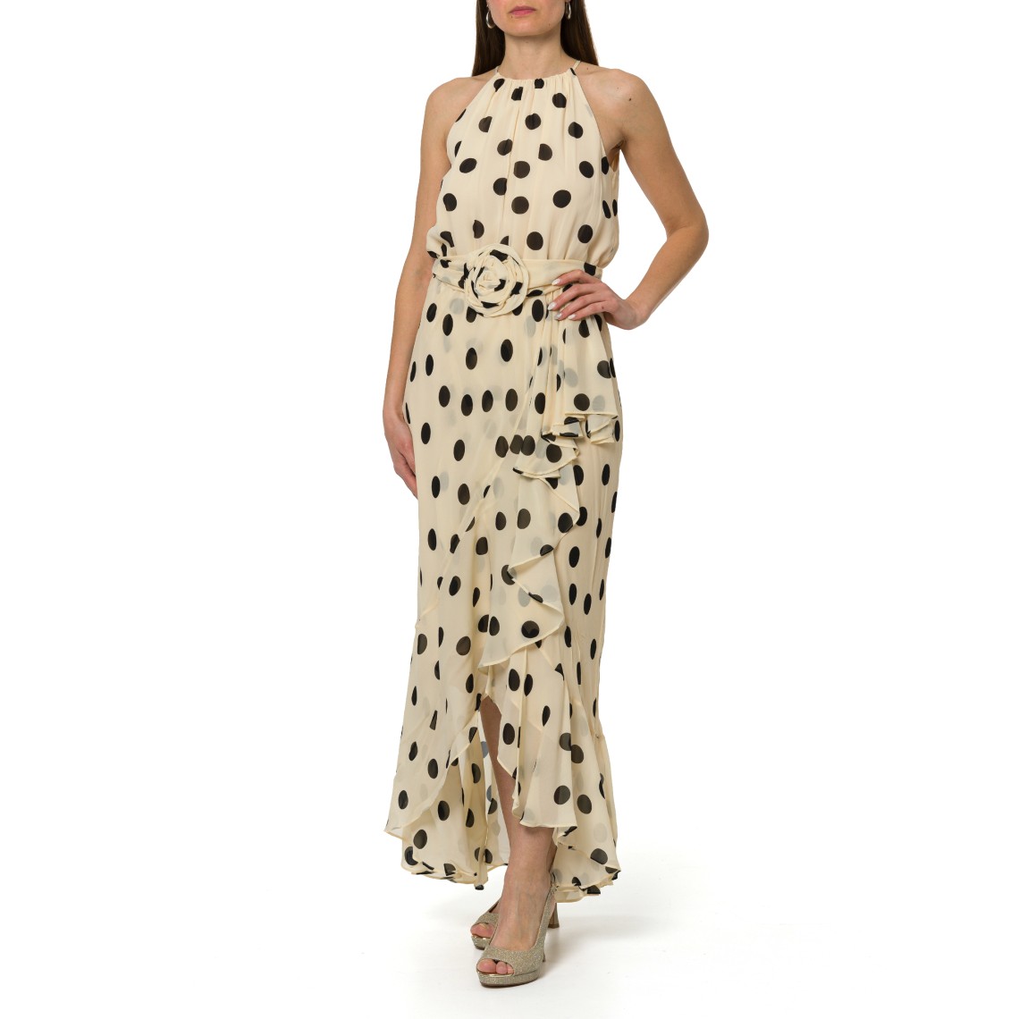 Abito a pois con volant e cintura Marella