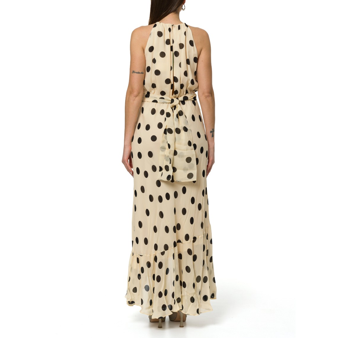 Abito a pois con volant e cintura Marella