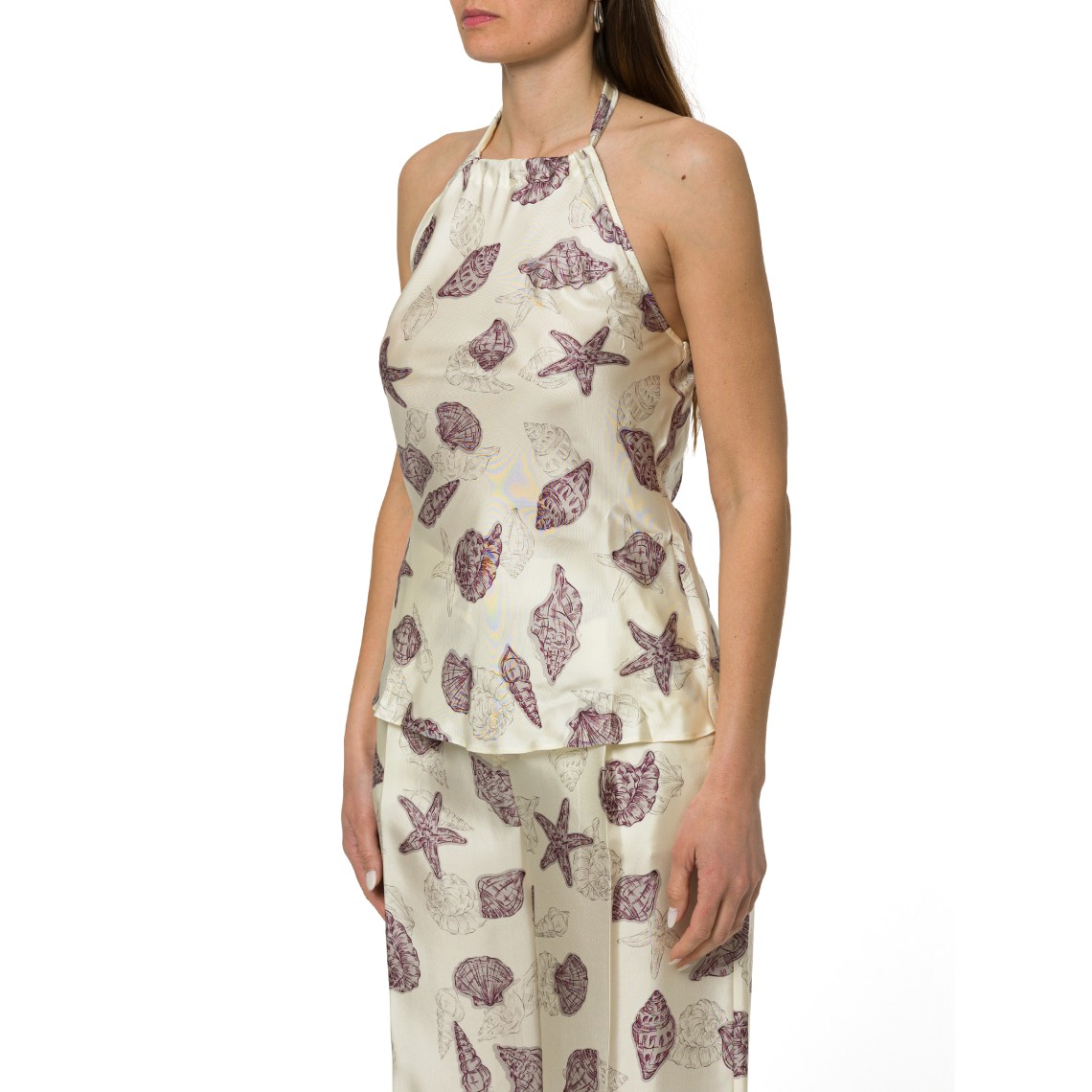 Top in twill di seta con scollo all'americana Marella