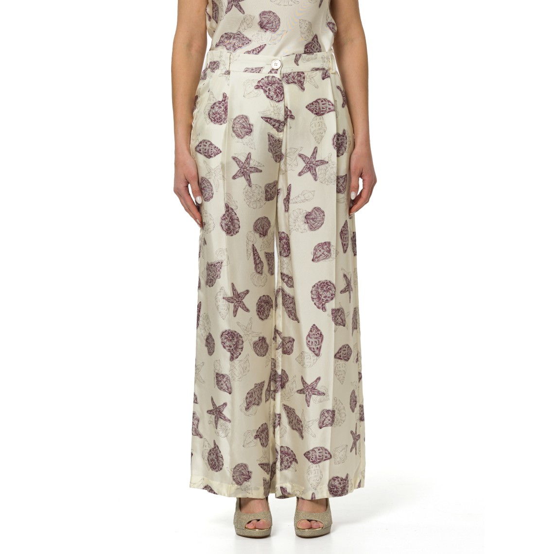 Pantaloni wide-leg in twill di seta Marella