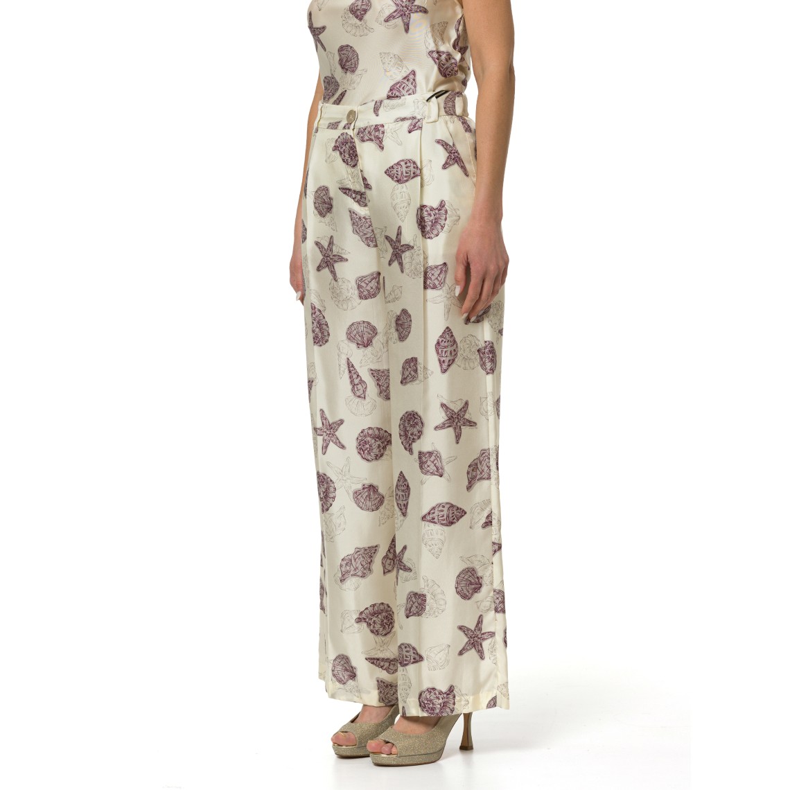 Pantaloni wide-leg in twill di seta Marella