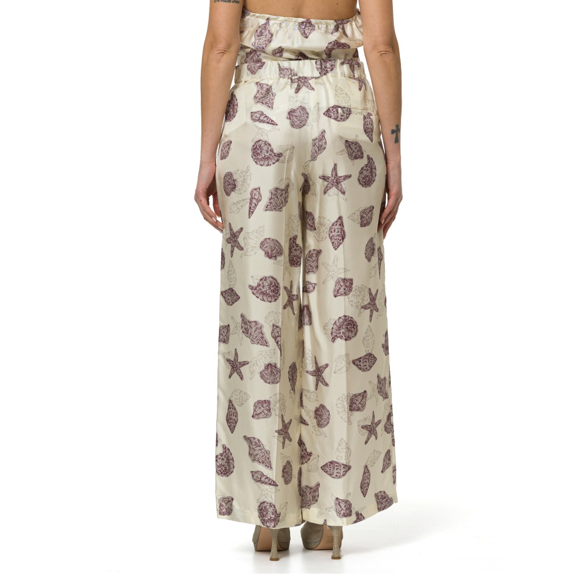 Pantaloni wide-leg in twill di seta Marella