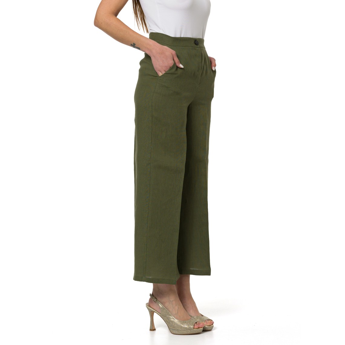 Pantaloni dritti in lino Emme Marella