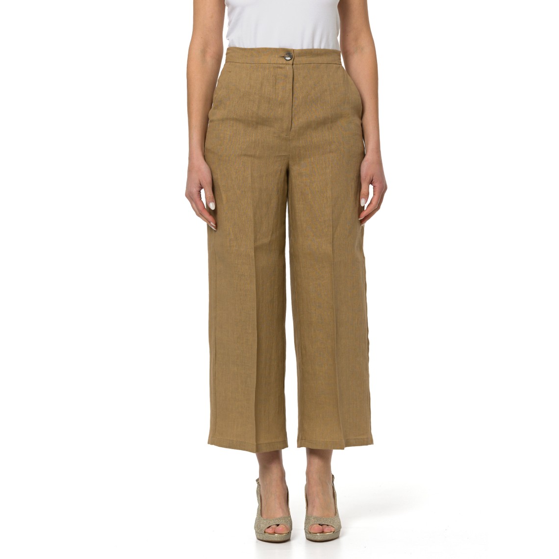 Pantaloni dritti in lino Emme Marella