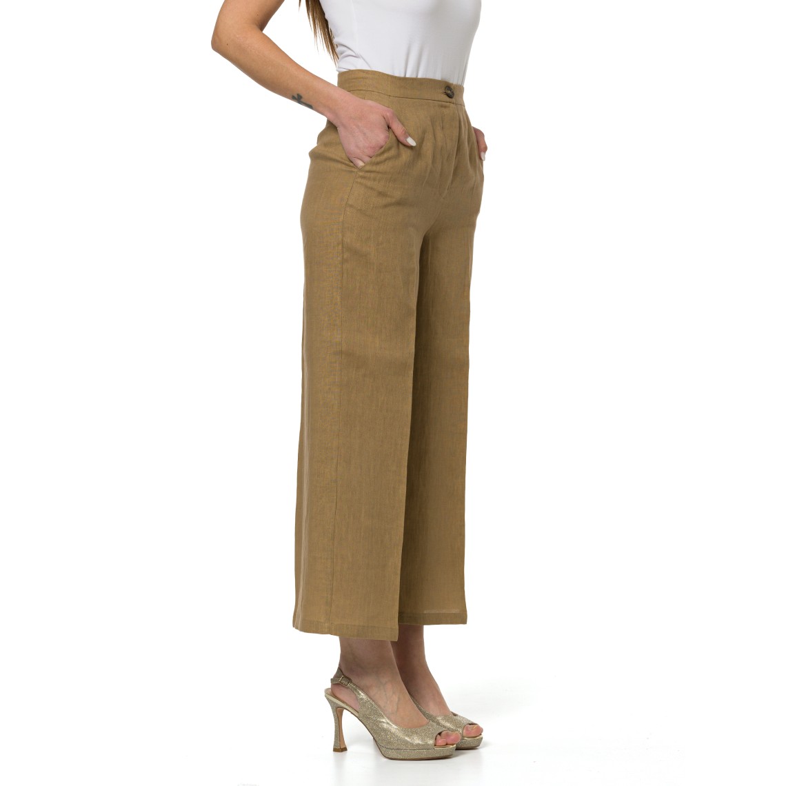 Pantaloni dritti in lino Emme Marella