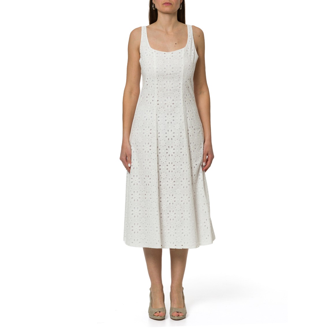 Abito in mussola di cotone con ricamo sangallo Emme Marella