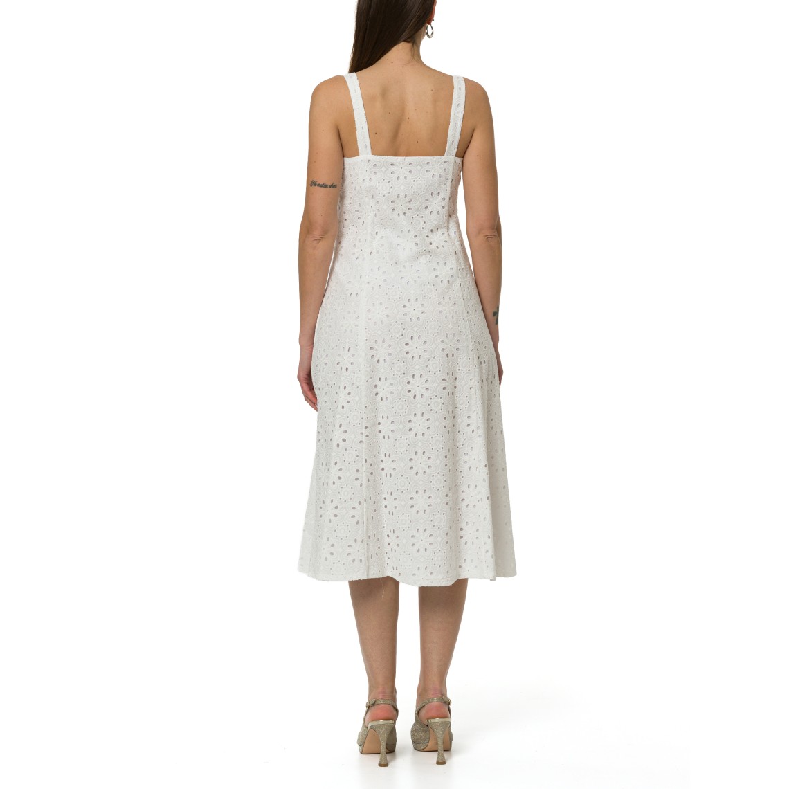 Abito in mussola di cotone con ricamo sangallo Emme Marella