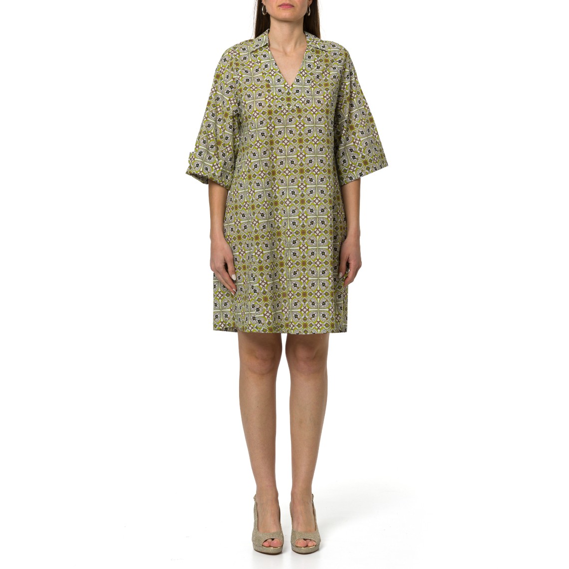 Abito a tunica in mussola di cotone stampata Emme Marella