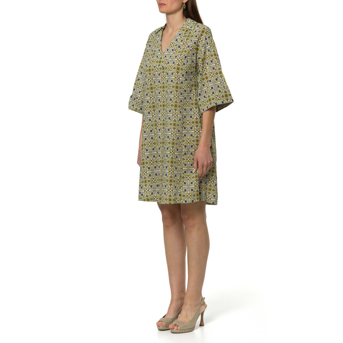 Abito a tunica in mussola di cotone stampata Emme Marella