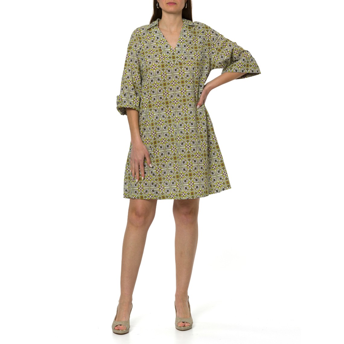 Abito a tunica in mussola di cotone stampata Emme Marella