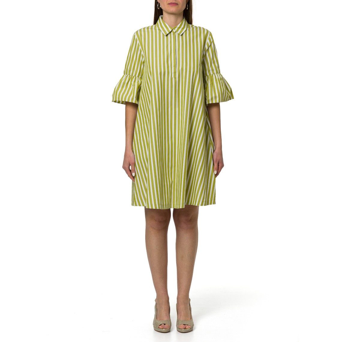 Abito chemisier a righe con balze Emme Marella