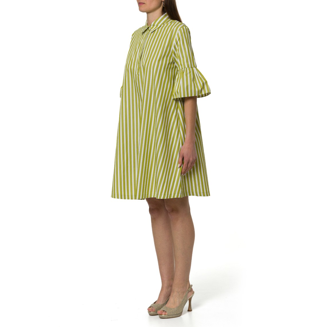 Abito chemisier a righe con balze Emme Marella