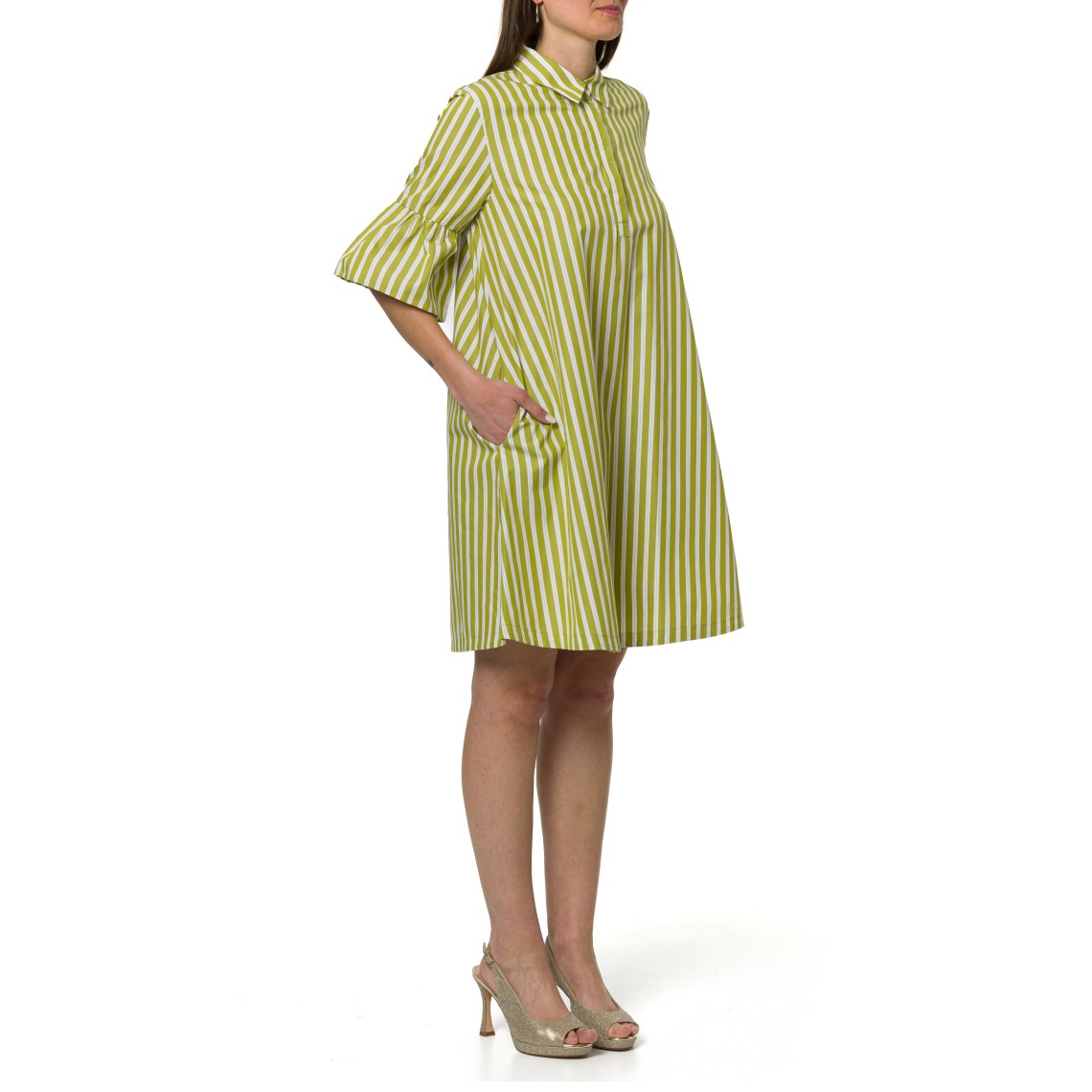 Abito chemisier a righe con balze Emme Marella