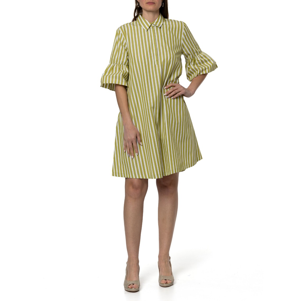 Abito chemisier a righe con balze Emme Marella