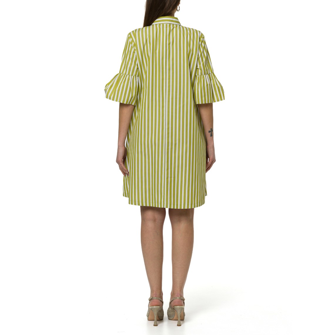 Abito chemisier a righe con balze Emme Marella