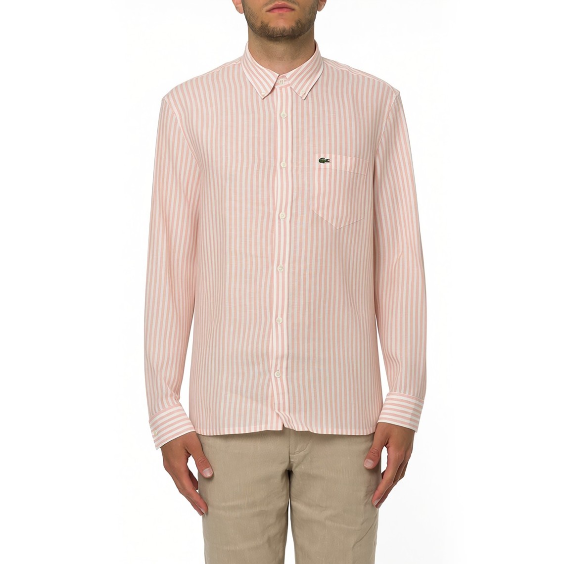 Camicia in lino a righe Lacoste