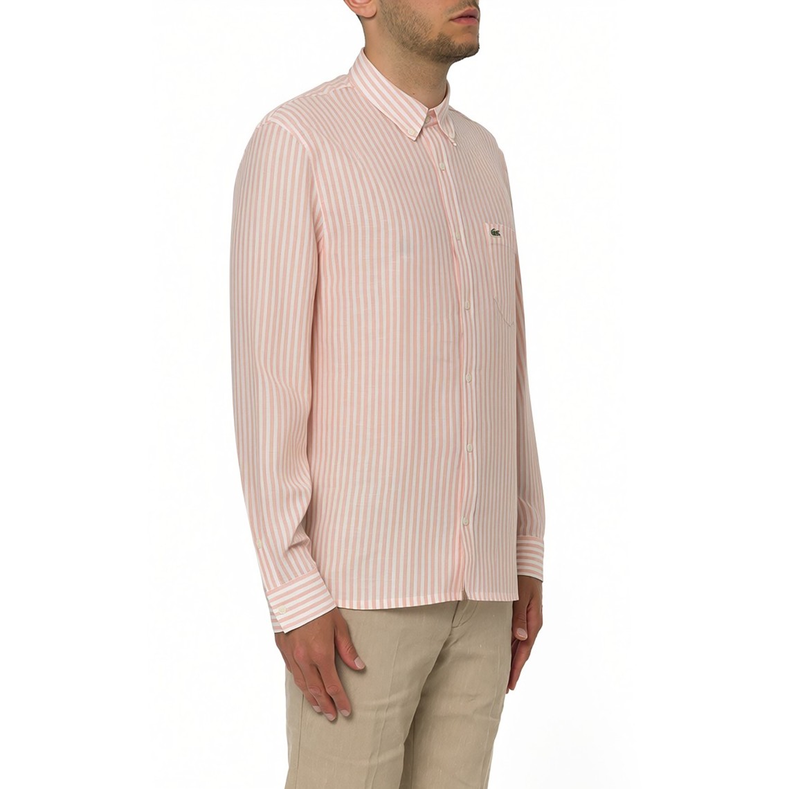 Camicia in lino a righe Lacoste