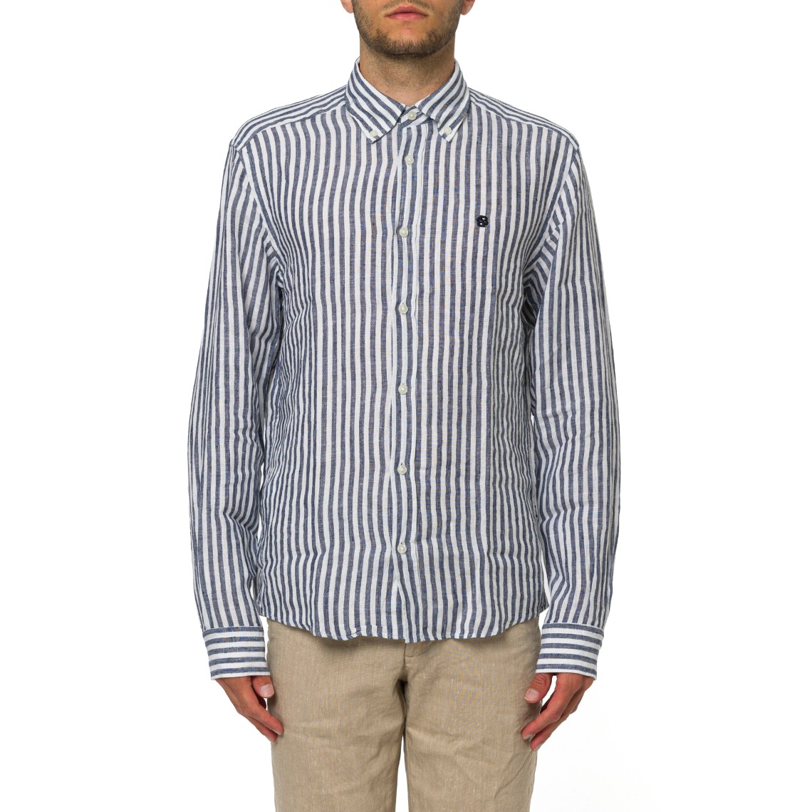 Camicia in lino a righe Boss
