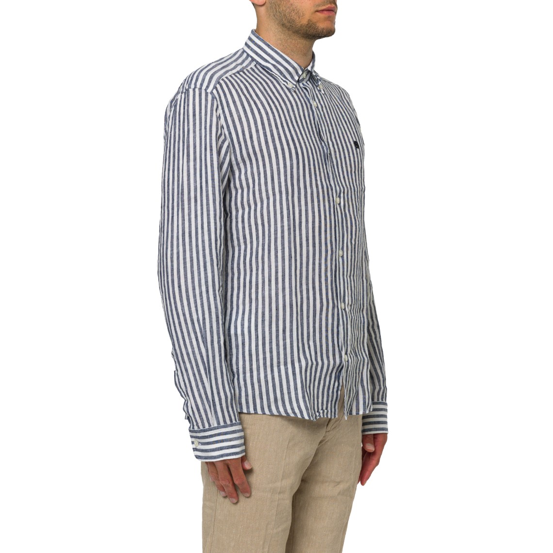 Camicia in lino a righe Boss