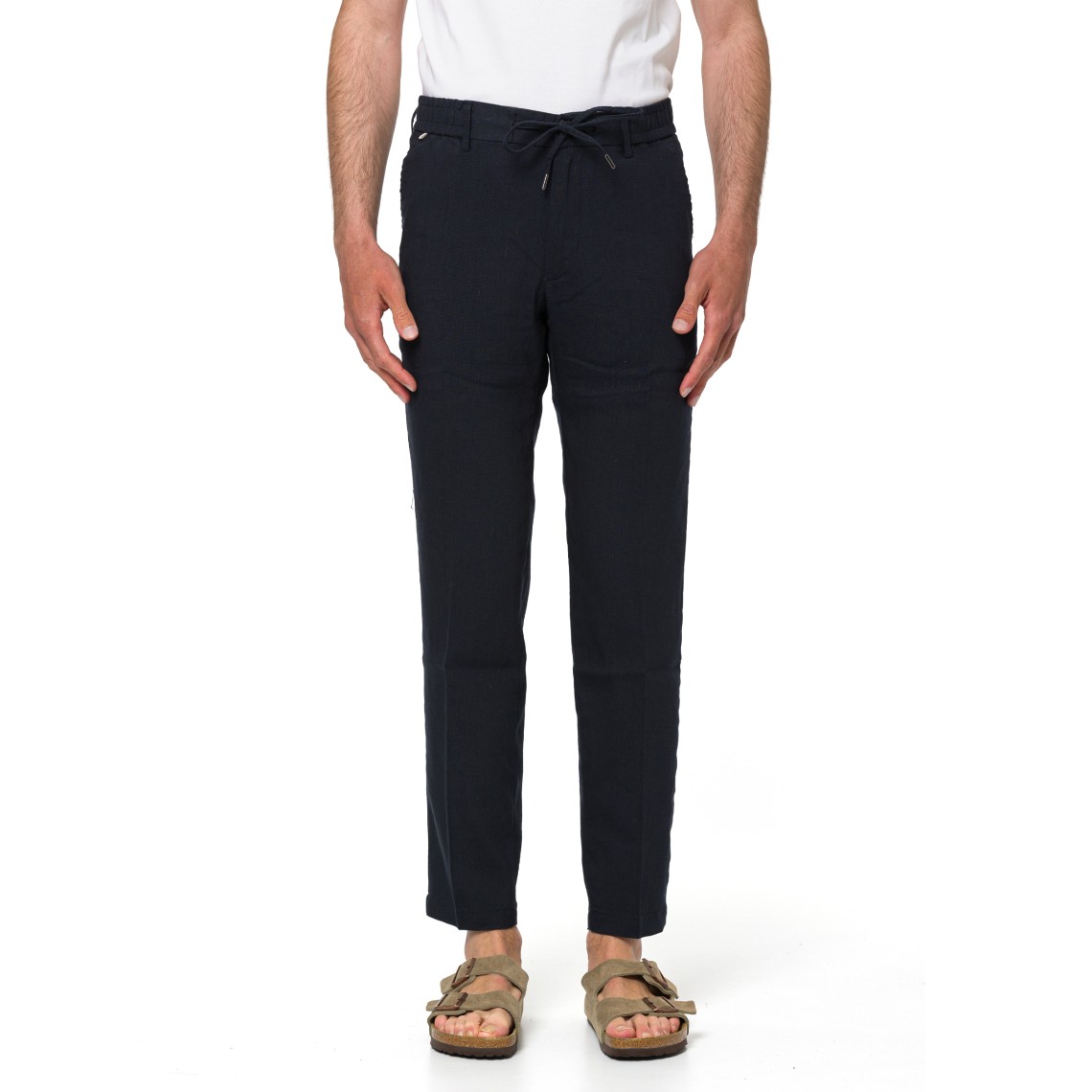 Pantaloni moderno fit in misto lino Boss