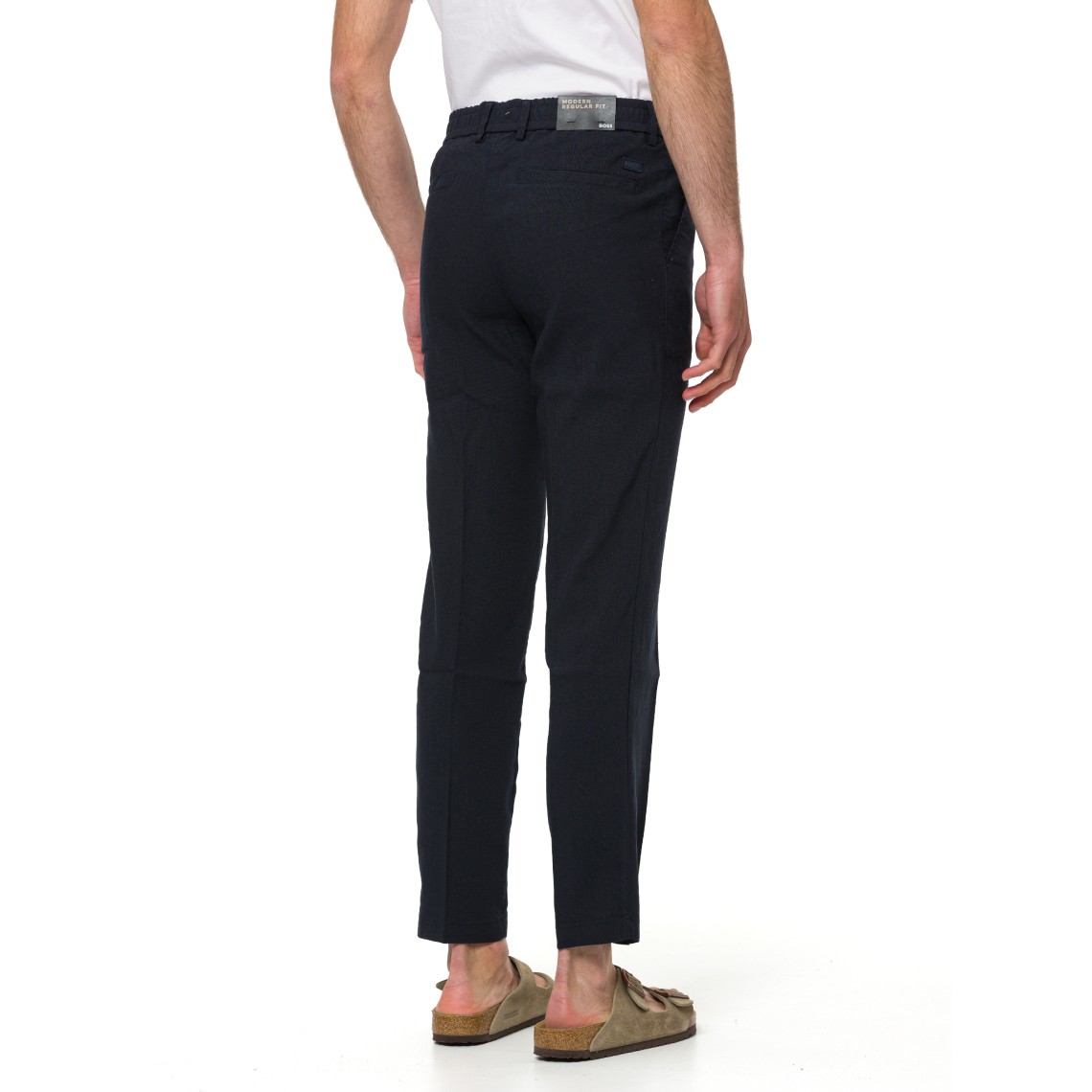 Pantaloni moderno fit in misto lino Boss