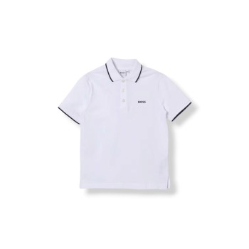 Polo in cotone con logo Boss bambino