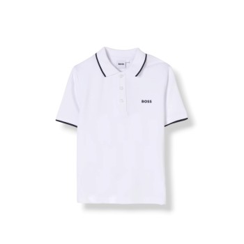 Polo in cotone con logo Boss bambino