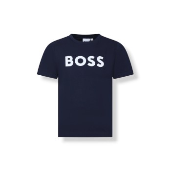 T-shirt in cotone con logo Boss bambino