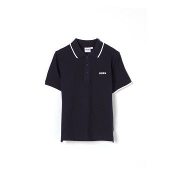 Polo in cotone con logo Boss bambino