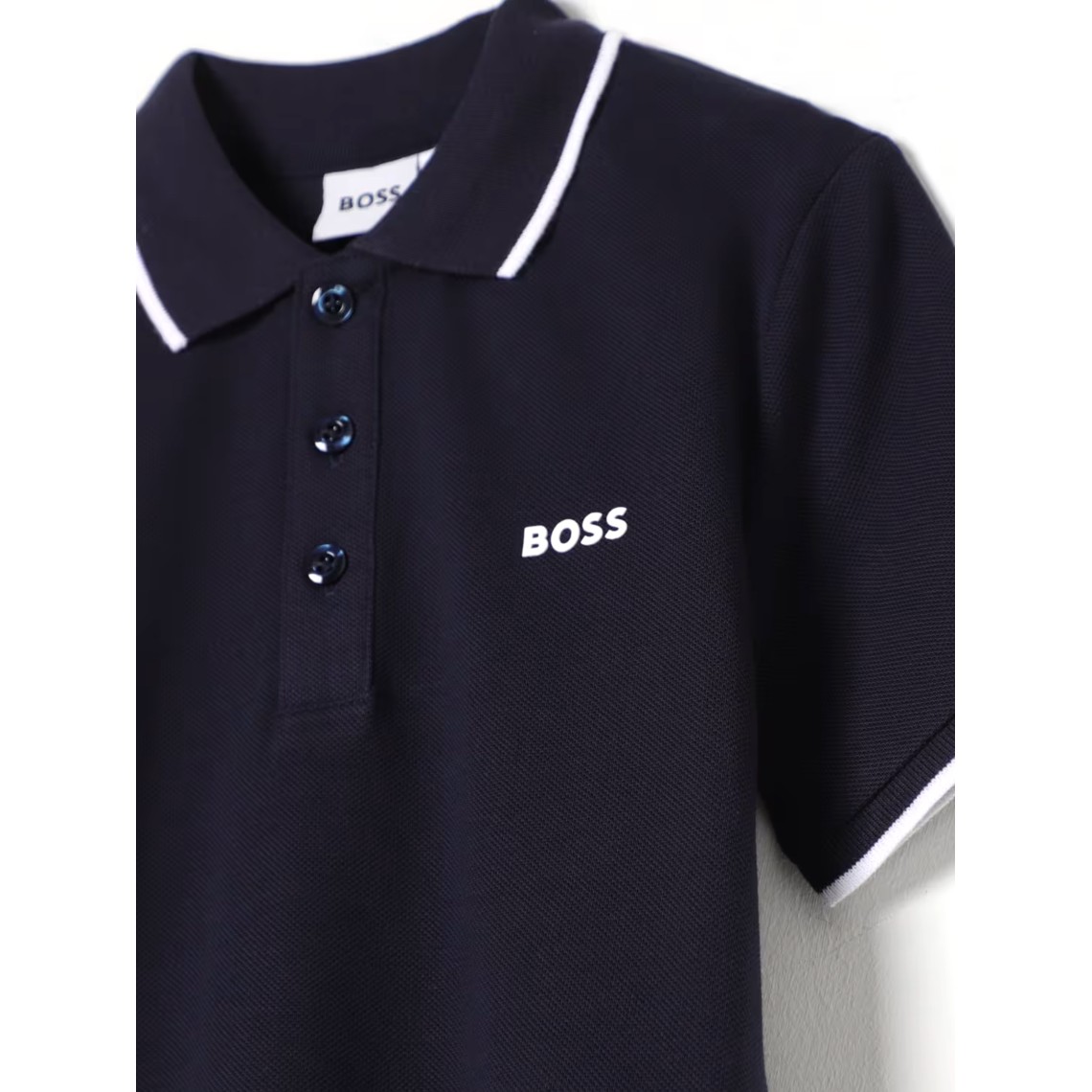 Polo in cotone con logo Boss bambino