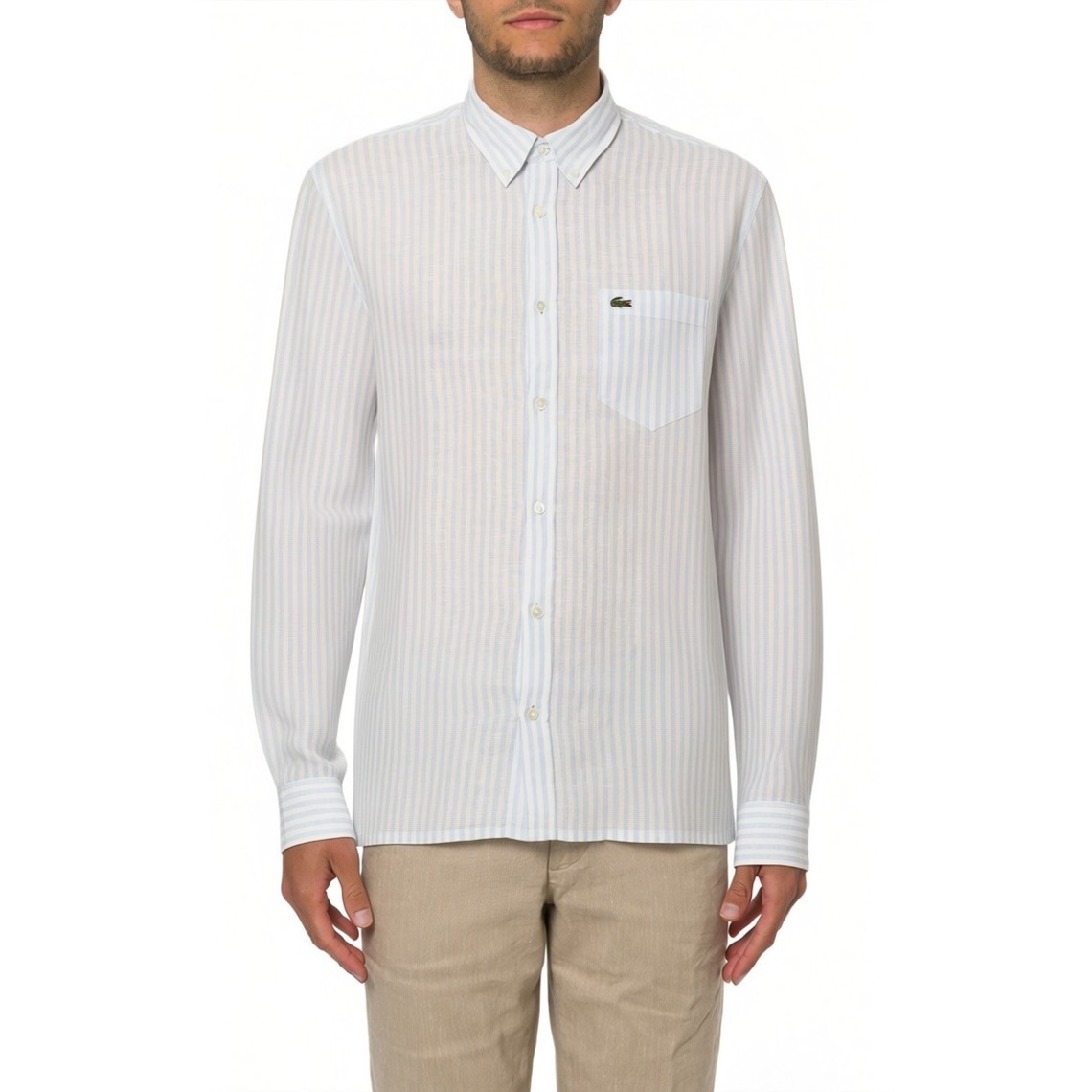 Camicia in lino a righe Lacoste