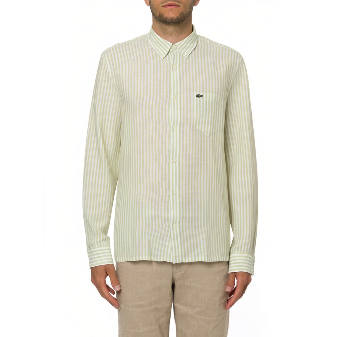 Camicia in lino a righe Lacoste