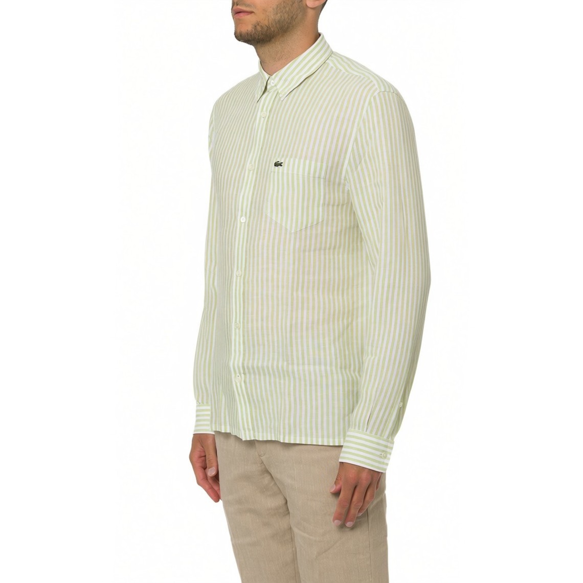 Camicia in lino a righe Lacoste