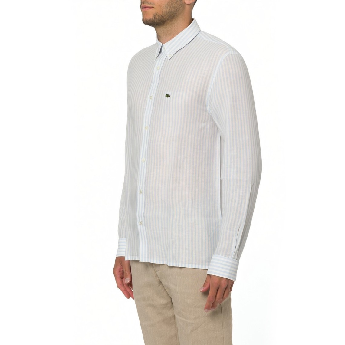 Camicia in lino a righe Lacoste