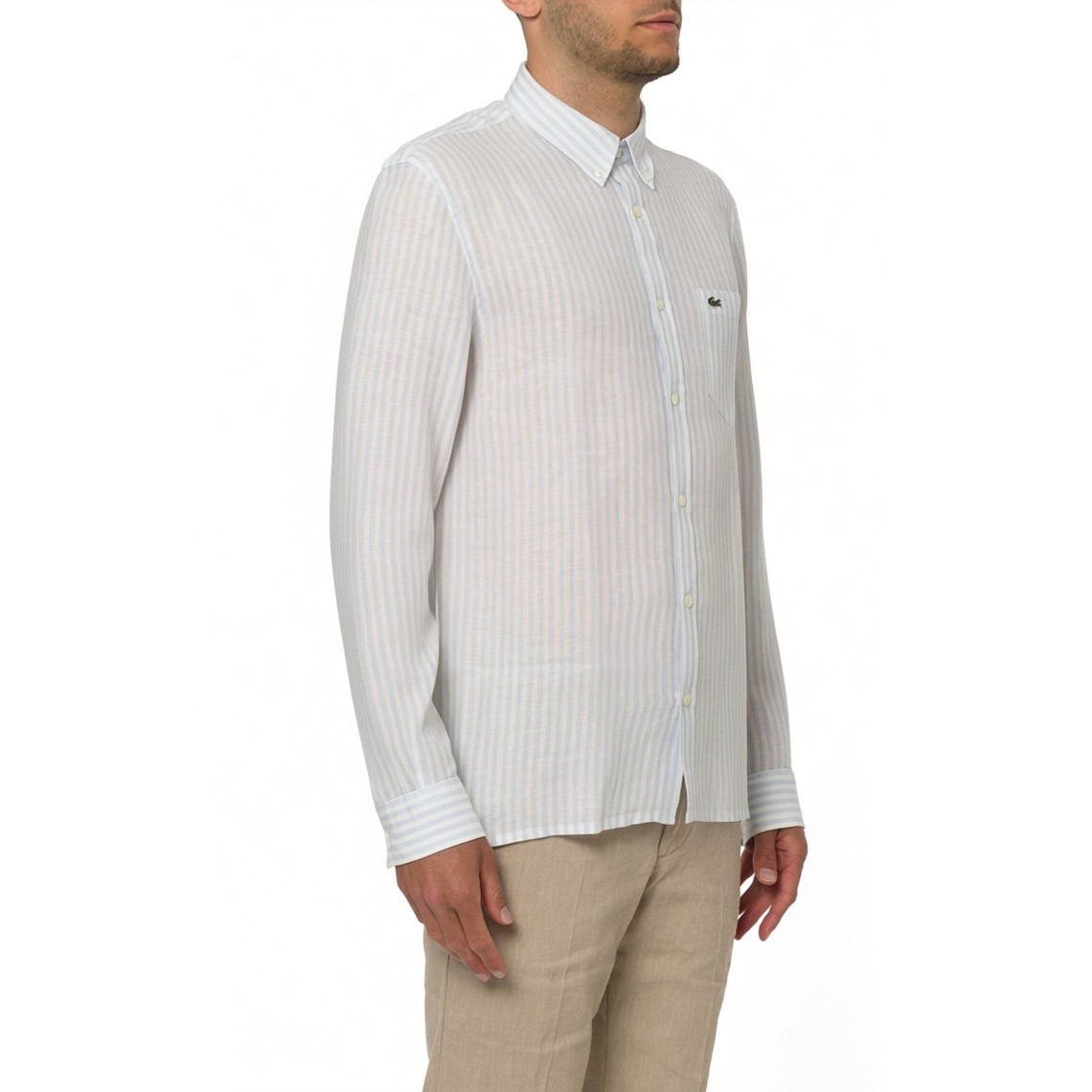 Camicia in lino a righe Lacoste