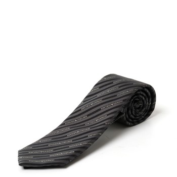 Cravatta in seta jacquard con logo Emporio Armani all over