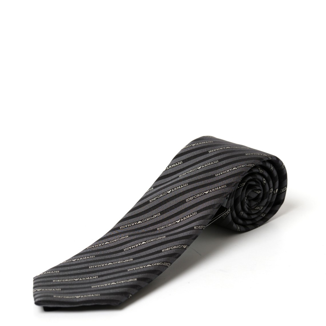 Cravatta in seta jacquard con logo Emporio Armani all over