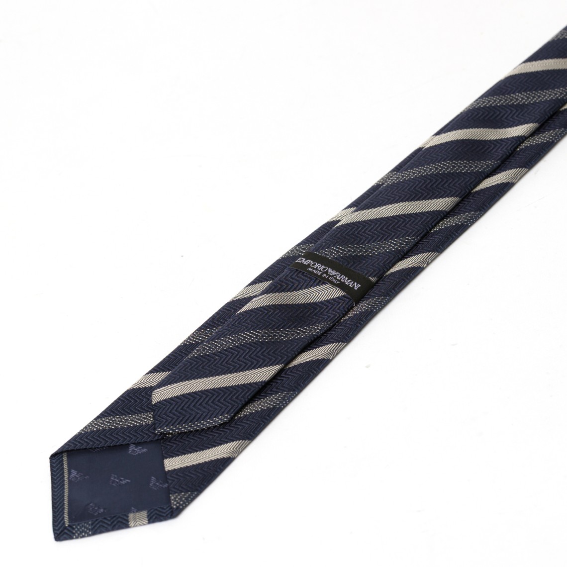 Cravatta in seta jacquard a righe Emporio Armani