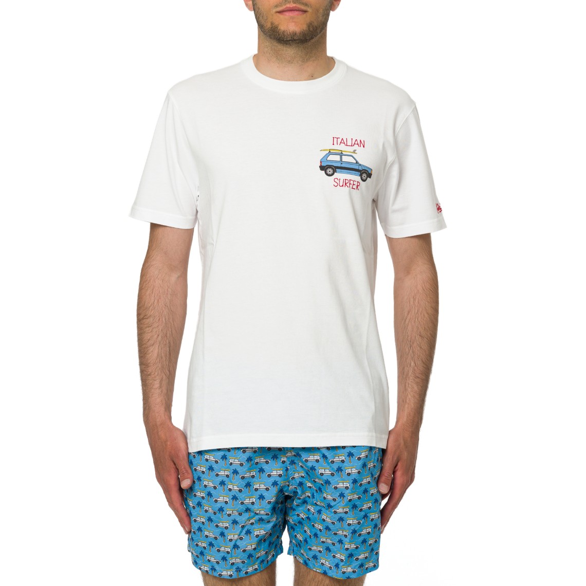 T-shirt Portofino con stampa Fiat Panda e ricamo surf Mc2 Saint Barth