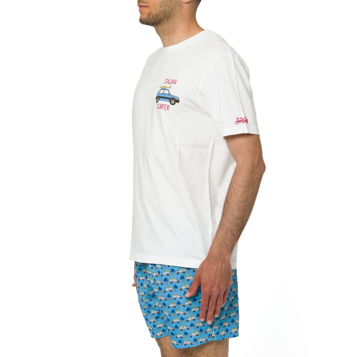 T-shirt Portofino con stampa Fiat Panda e ricamo surf Mc2 Saint Barth